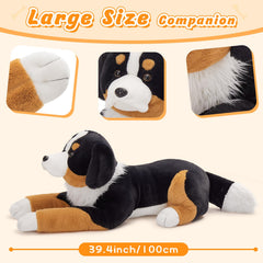MaoGoLan giant Bernese mountain dog plush, side view, ideal for reading nooks