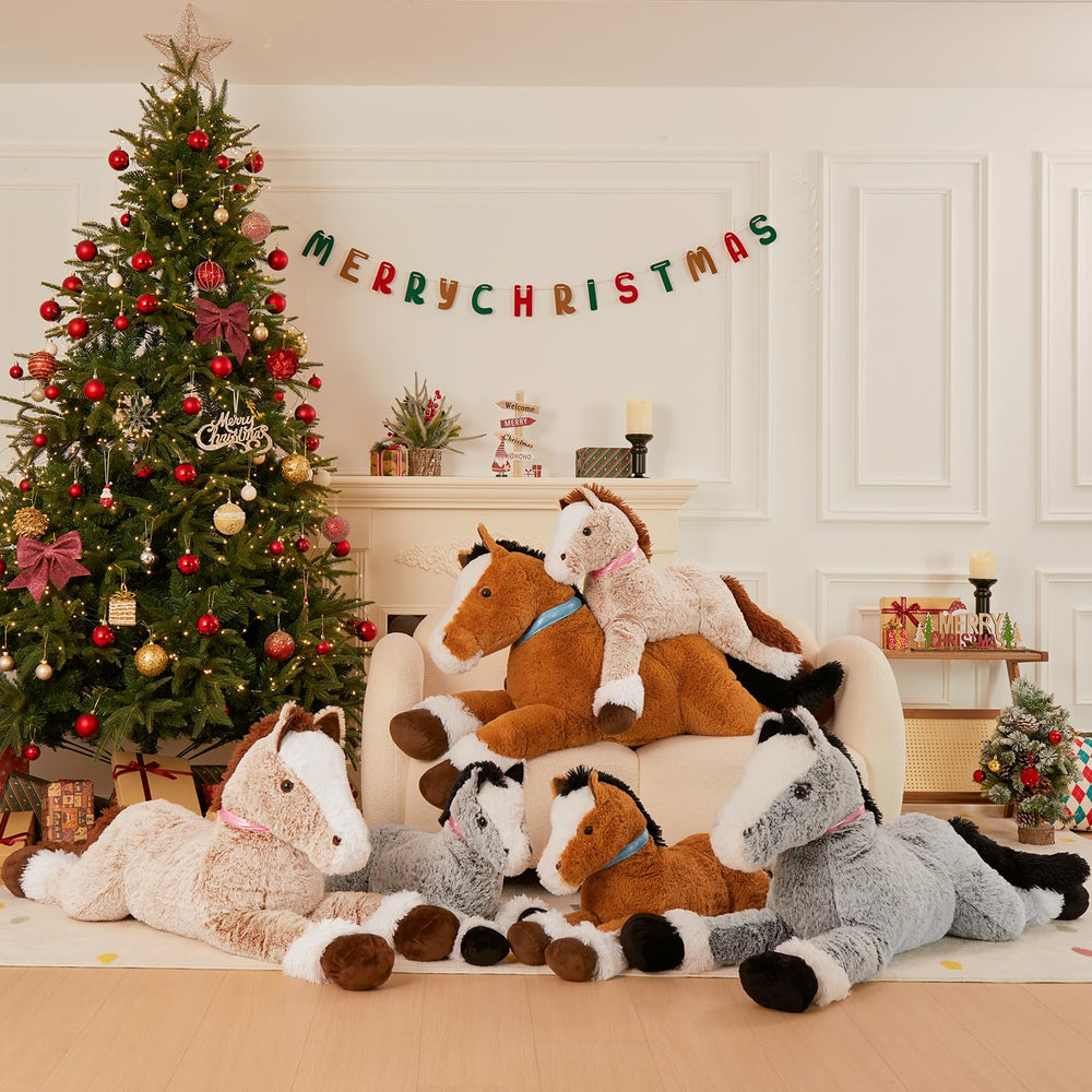 MaoGoLan brown horse plush, cuddly and soft for imaginative play.