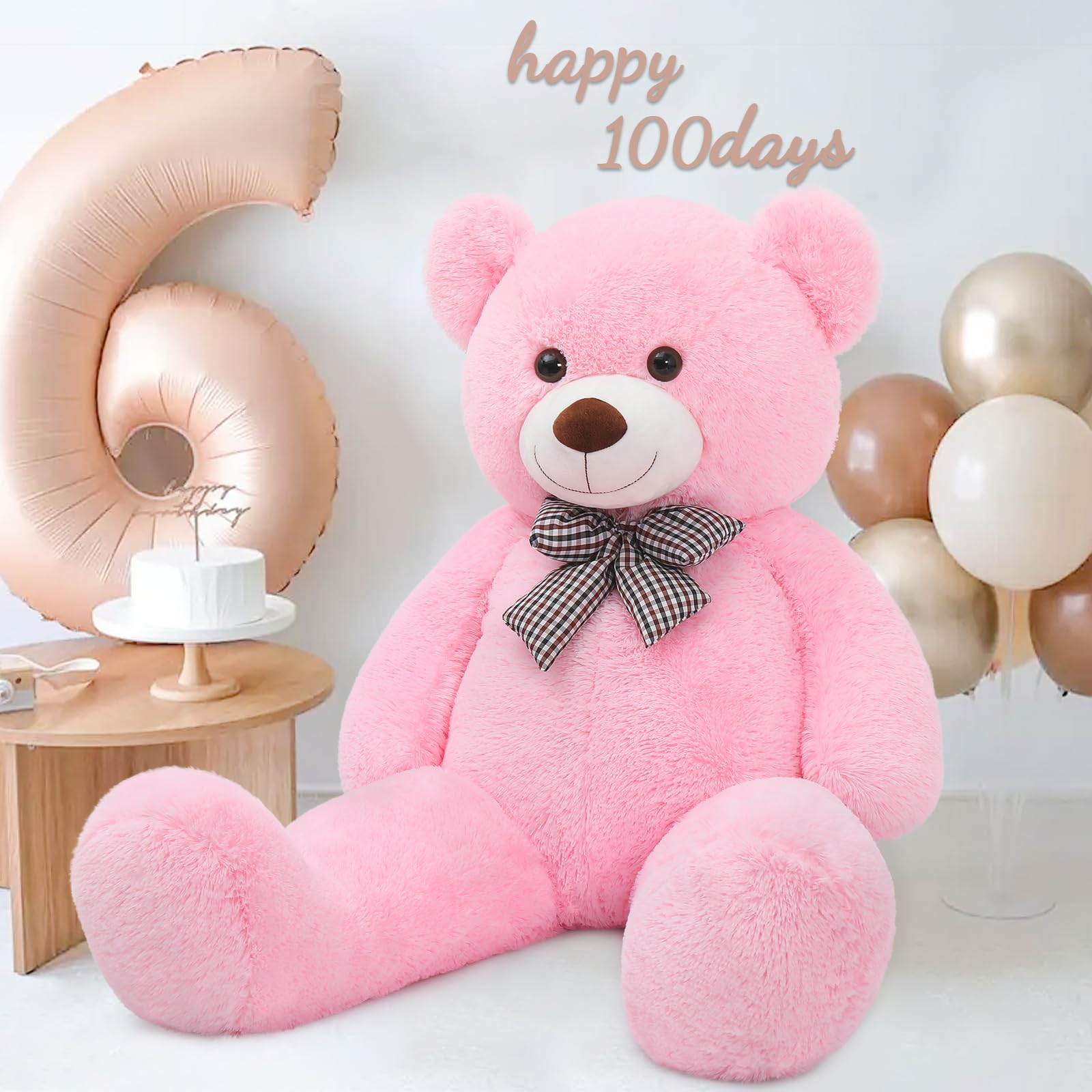 MaoGoLan pink teddy bear in room, a charming decor and comforting companion