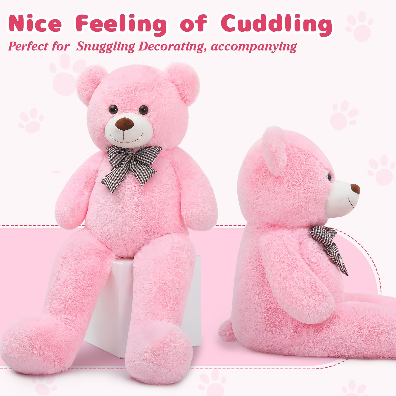 MaoGoLan 55-inch teddy bear side view, ideal companionship for evenings