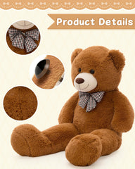 MaoGoLan 39-inch dark brown teddy bear close-up fur texture highlighting softness.