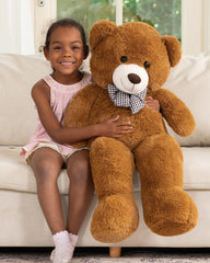 MaoGoLan teddy bear face close-up with a friendly smile for kids.