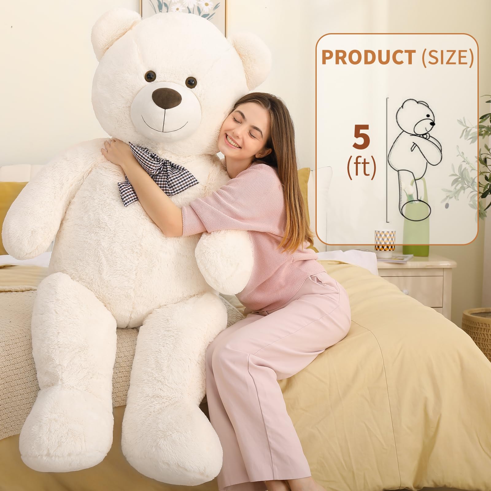 MaoGoLan giant teddy bear smiling face adds adorable charm to any room.