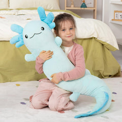 MaoGoLan glow-in-the-dark axolotl plush glows after light exposure for magical nighttime ambience.