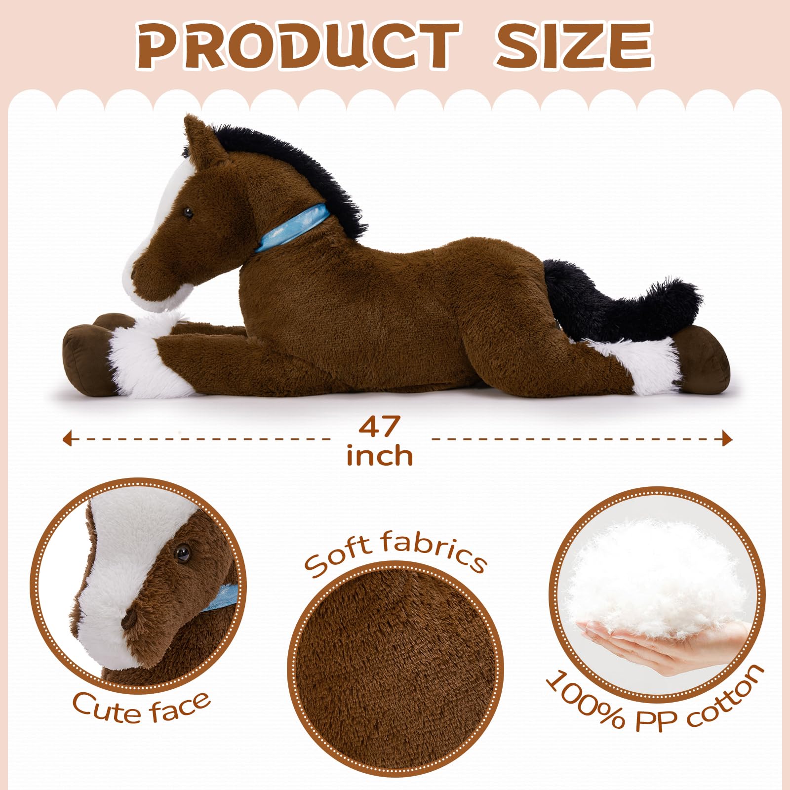 MaoGoLan big pony plush ideal for baby showers, birthdays, and party decor.