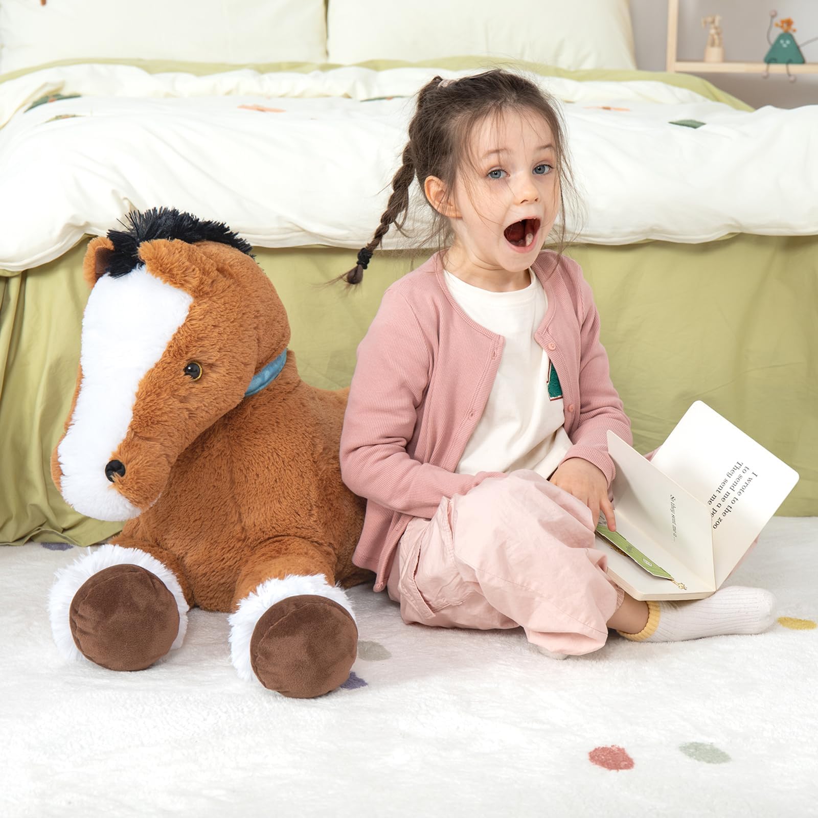 MaoGoLan large stuffed horse, CPSIA-certified plush suitable for babies and kids.