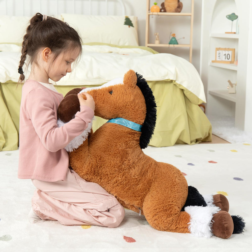 MaoGoLan 33 inch horse plush pose, doubles as a soft sleeping pillow.