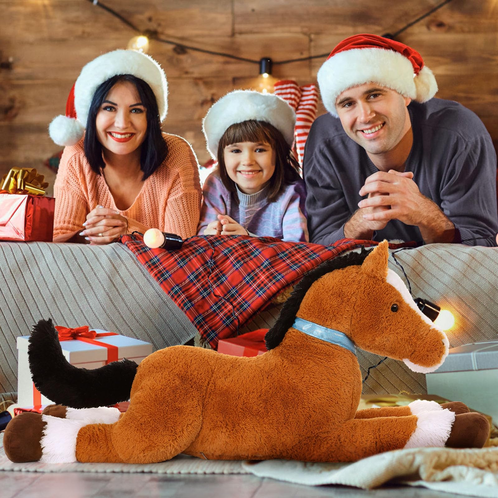 MaoGoLan soft plush fabric horse, ideal for hugs and pretend rides.
