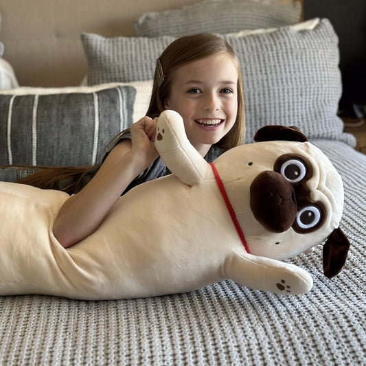 MaoGoLan long pug body pillow provides versatile comfort in bed or on the sofa.