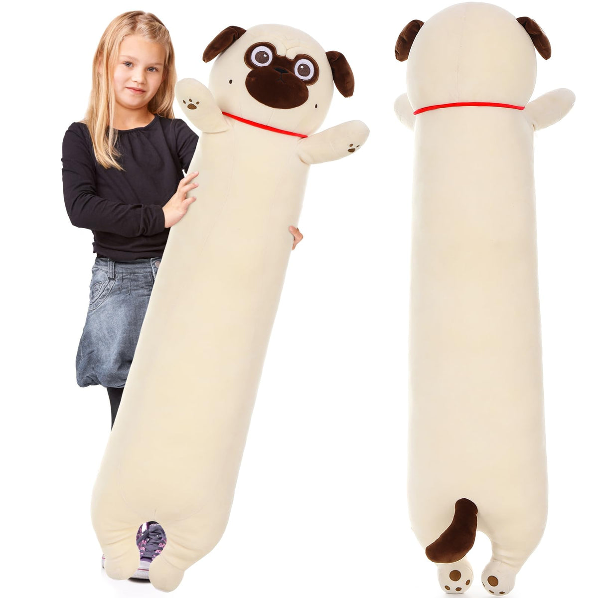MaoGoLan Pug Plush Pillow 43-inch for cozy cuddling and daily support.