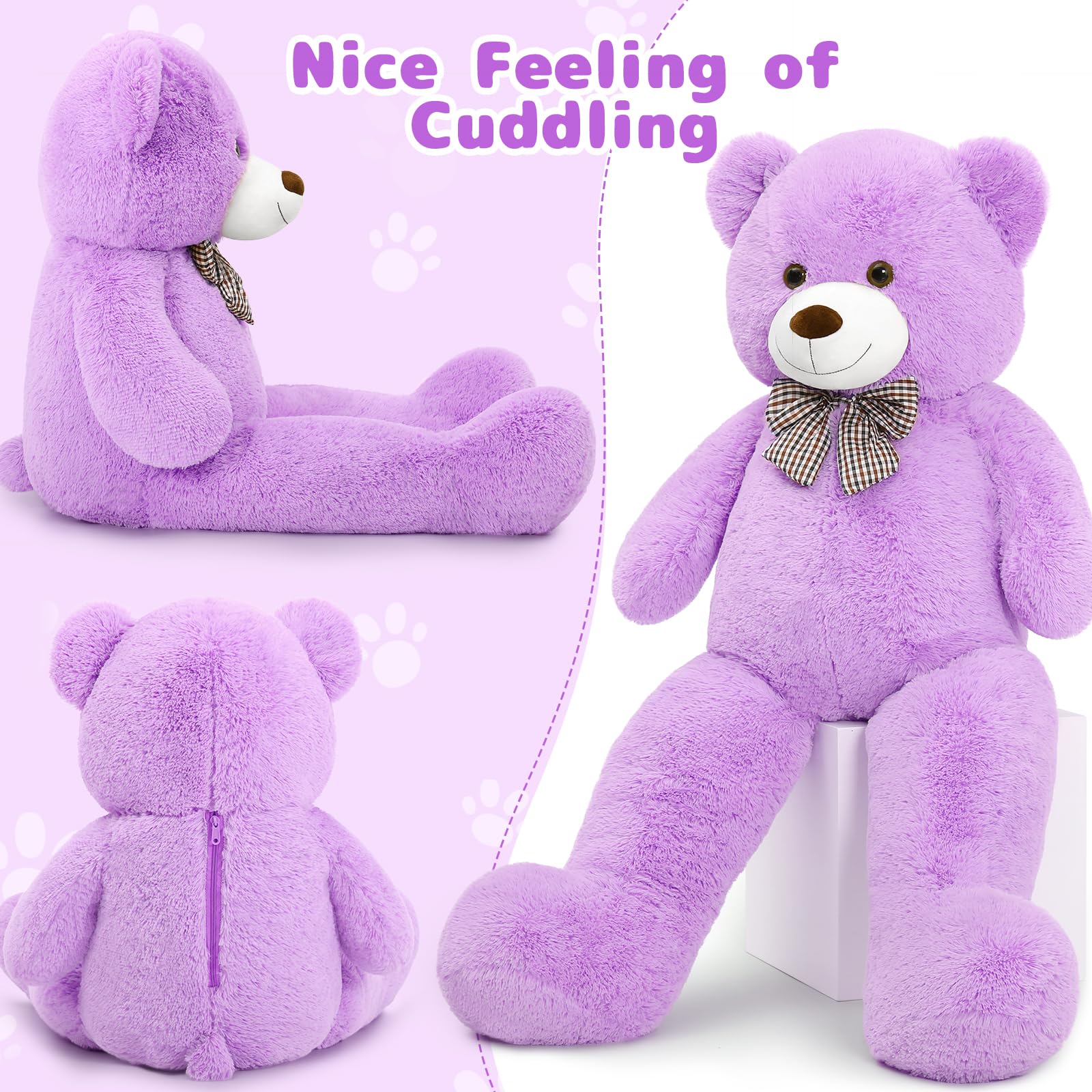 MaoGoLan purple plush teddy bear enhances cozy baby shower decor.