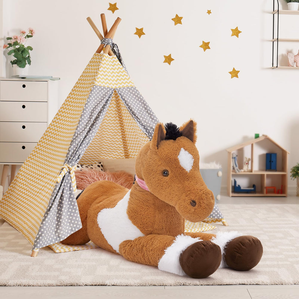 MaoGoLan rideable pony plush toy designed for toddlers' gentle riding and pretend play.