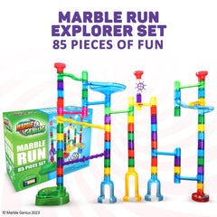 Marble Genius 85 translucent track pieces reveal clear pathways for easier planning.