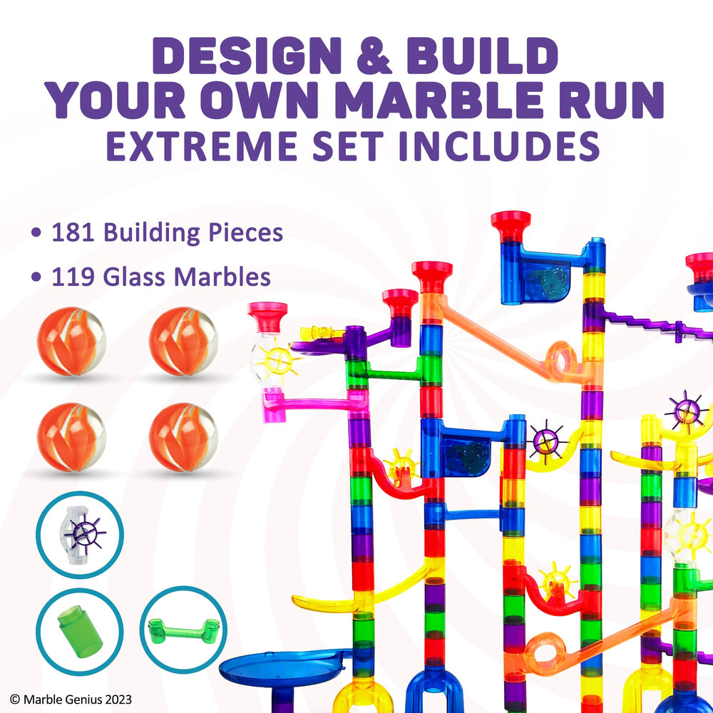 Marble Genius colorful marble run maze sparks creativity during playtime