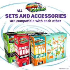 Marble Genius Expandable Lift blue with marbles cascading for family STEM play