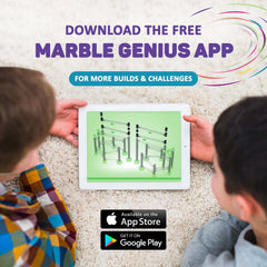 Marble Genius app access adds interactive building challenges.