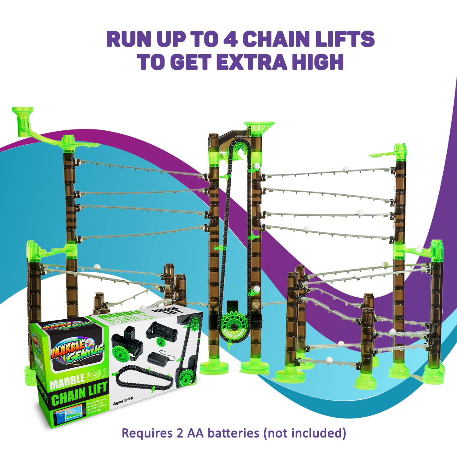 Marble Genius marble run accessory expands play with twists and loops.