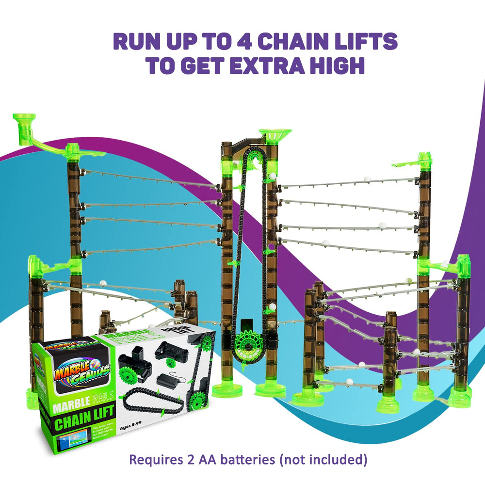 Marble Genius marble run accessory expands play with twists and loops.