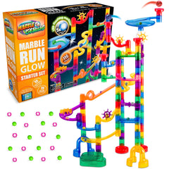Marble Genius Marble Run Glow Starter Set full view highlighting vibrant track and glow features.