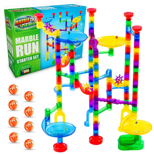 Marble Genius starter set with 130 track pieces inspires hands-on STEM play.