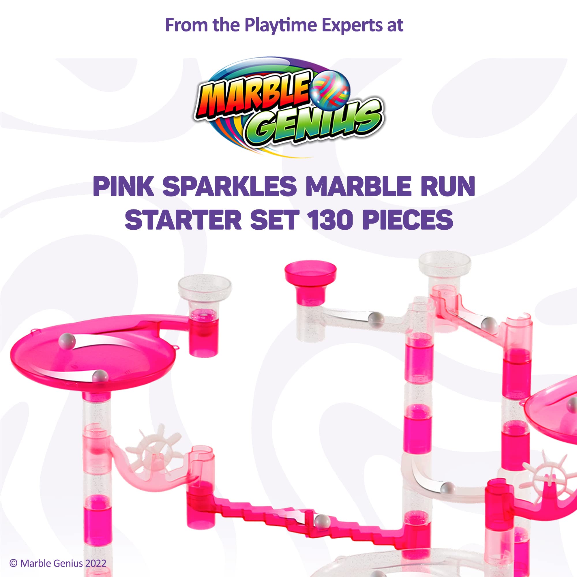 Marble Genius translucent pieces reveal marble motion as you build.
