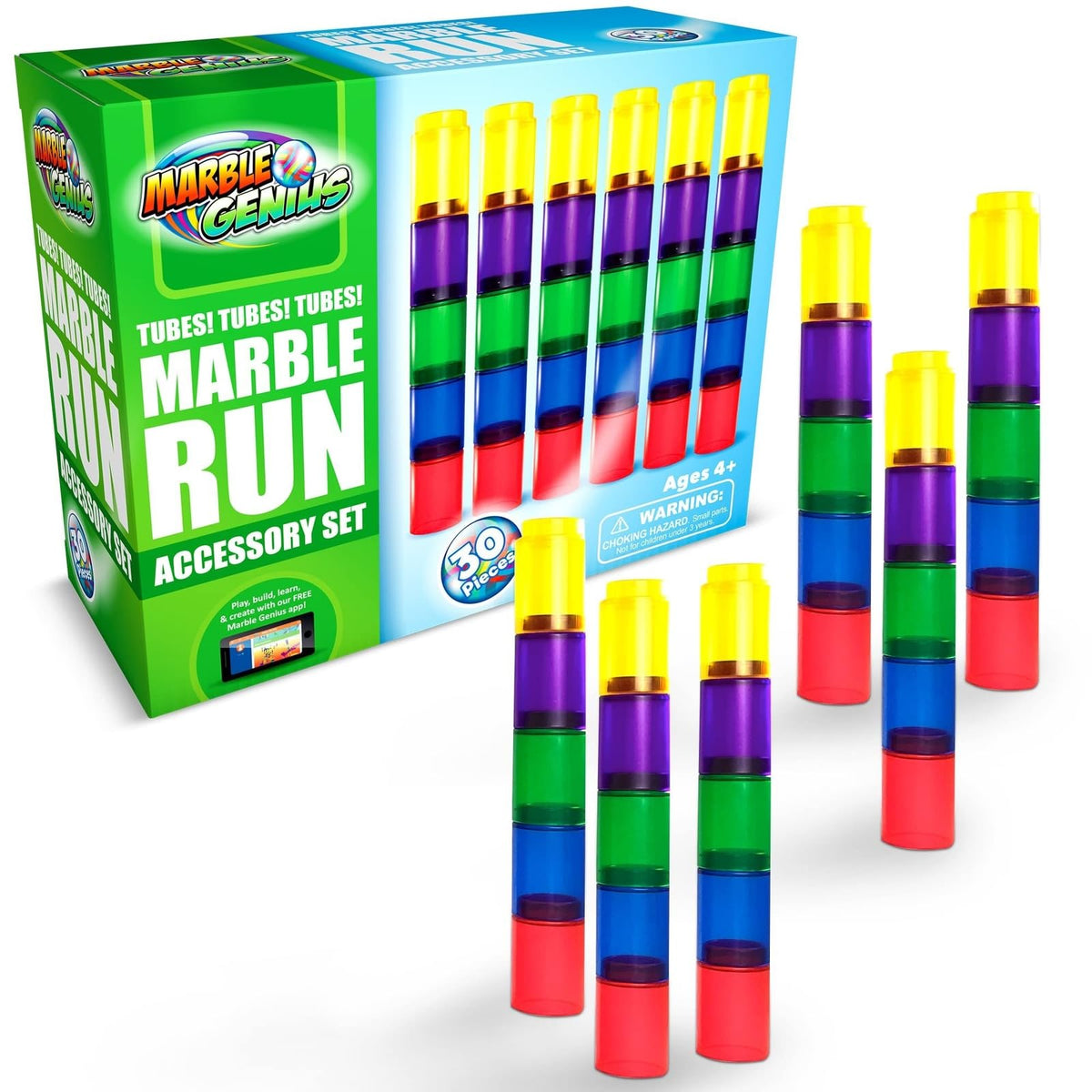 Marble Genius Tubes step1-assembly shows quick, kid-friendly setup for a track