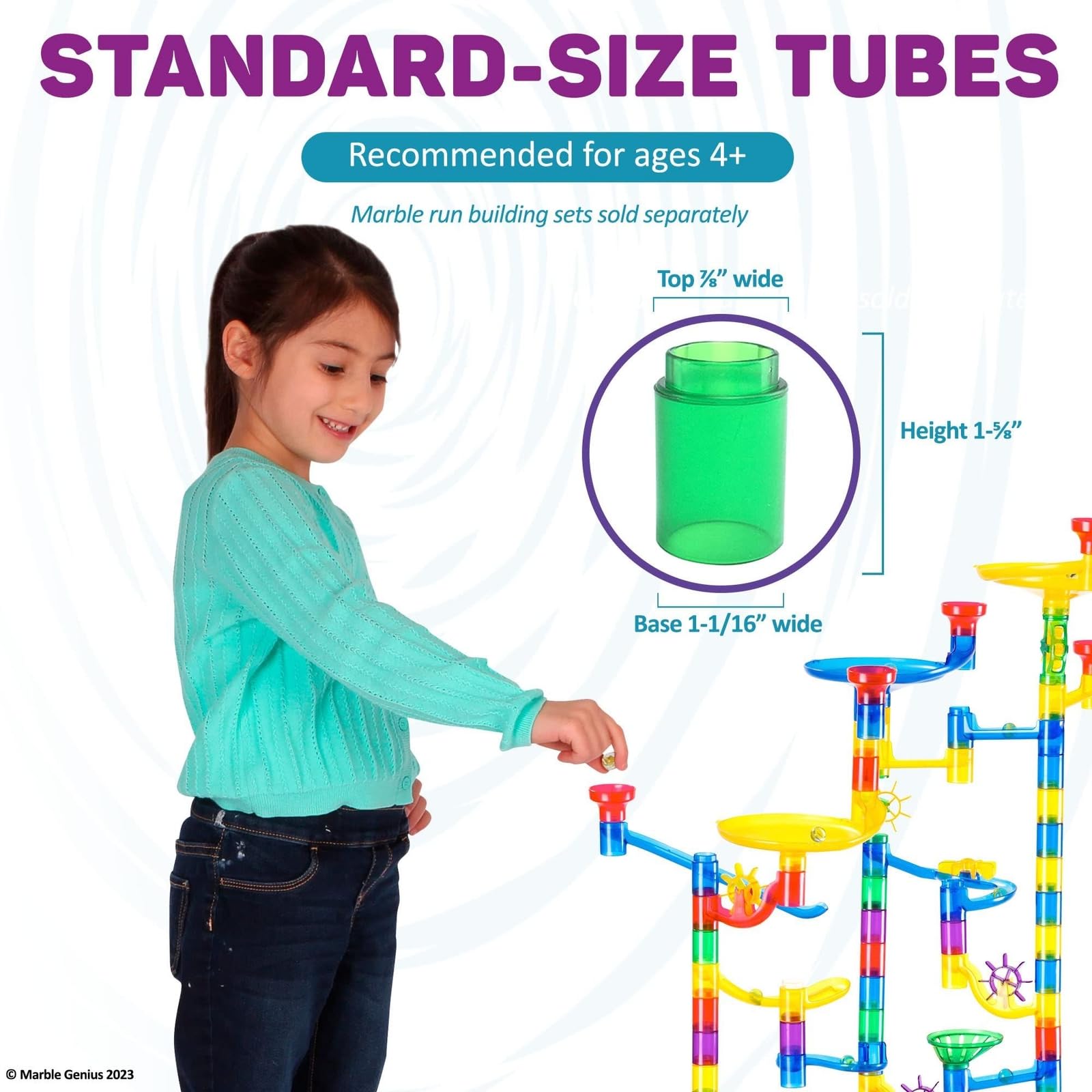 Marble Genius Tubes clear-tubes-observation displaying marble action and flow