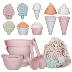 MarcZero silicone beach toy bucket pink for safe sand play