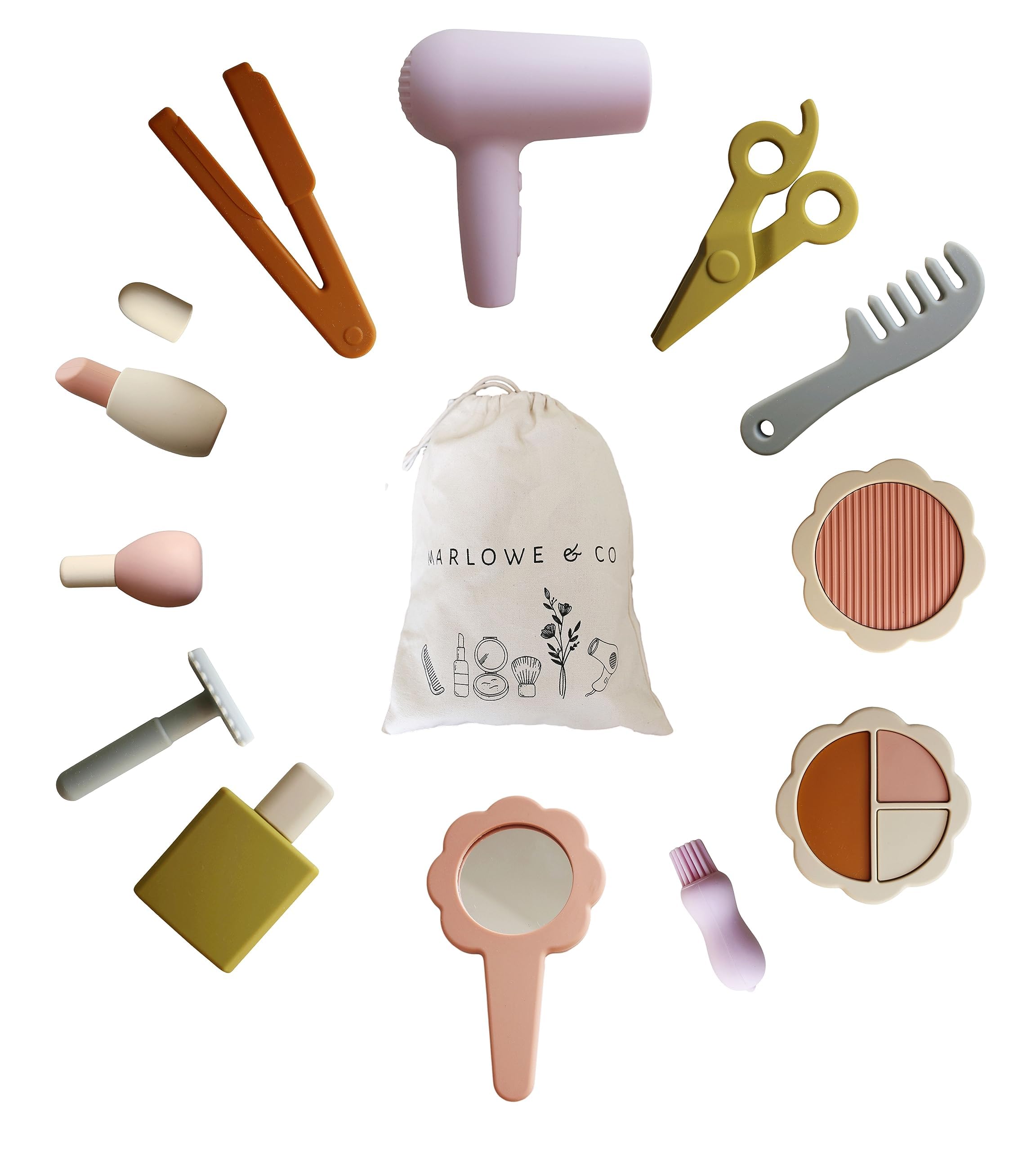 Marlowe & Co silicone hair salon kit for kids, perfect for imaginative pretend play.