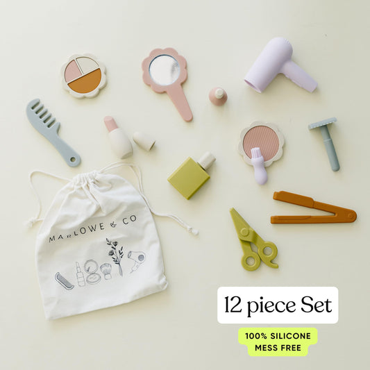 Marlowe & Co silicone makeup tools for children, easy to grip during playtime.