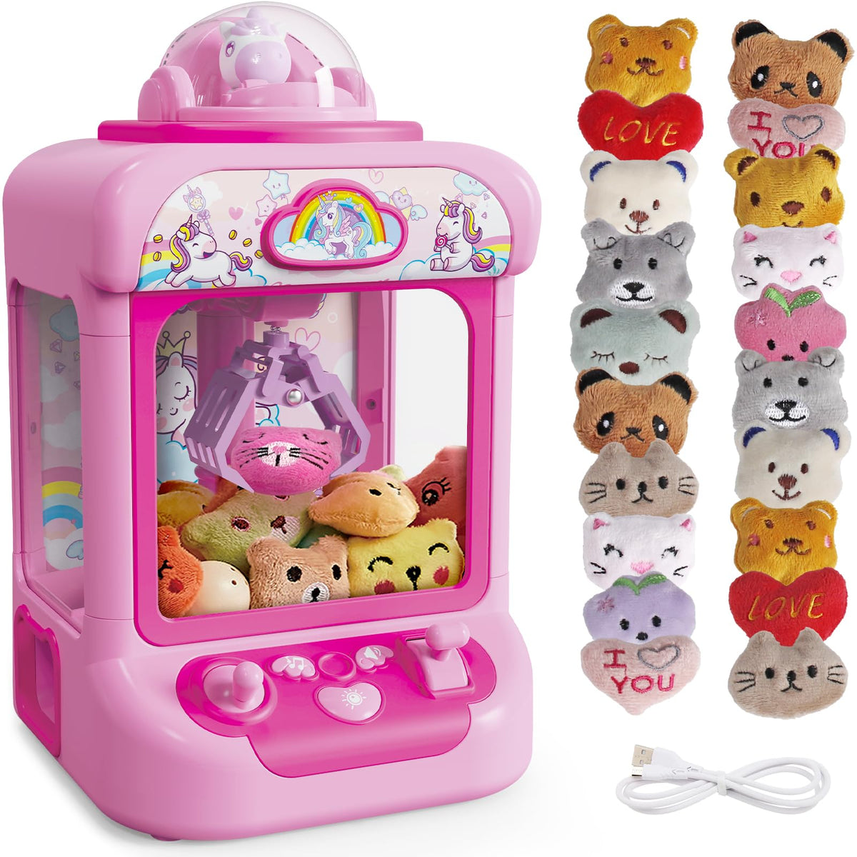 Marlrin Claw Machine unicorn front view showing vibrant home arcade fun