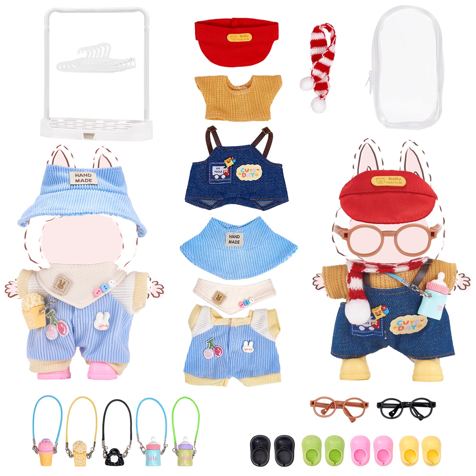 MARRASSA Labubu 17cm doll clothes set, versatile outfits for creative dress-up.
