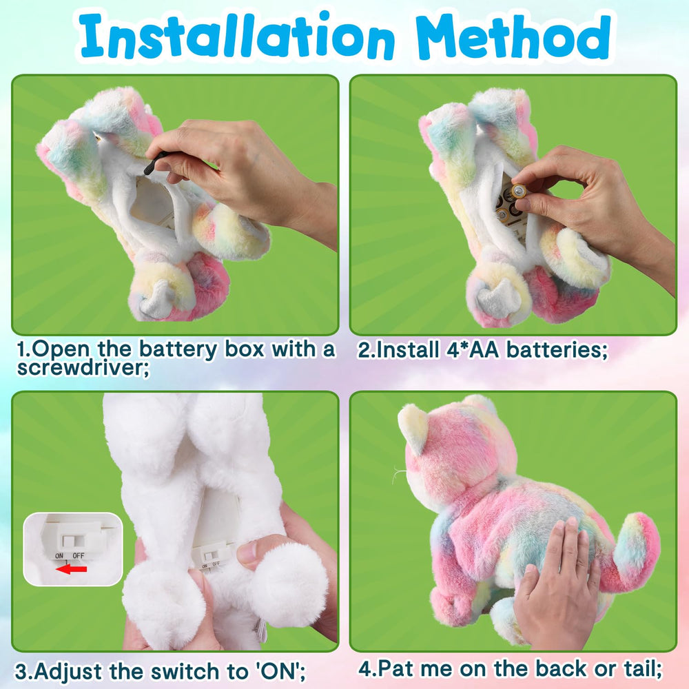 Marsjoy Colorful Robot Cat plush baby play setup for gentle interaction