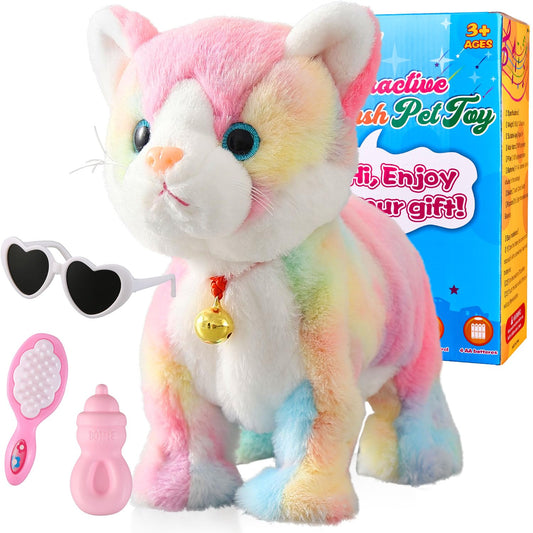 Marsjoy Colorful Robot Cat plush front view, soft fabric invites gentle cuddles