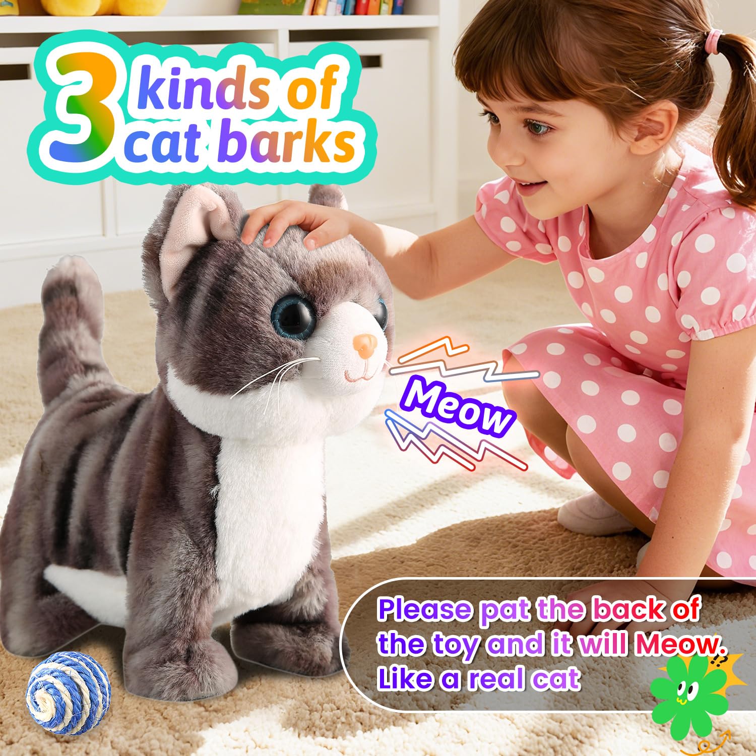Marsjoy gray cat remote-control depicts simple steering for caregiver-led fun.