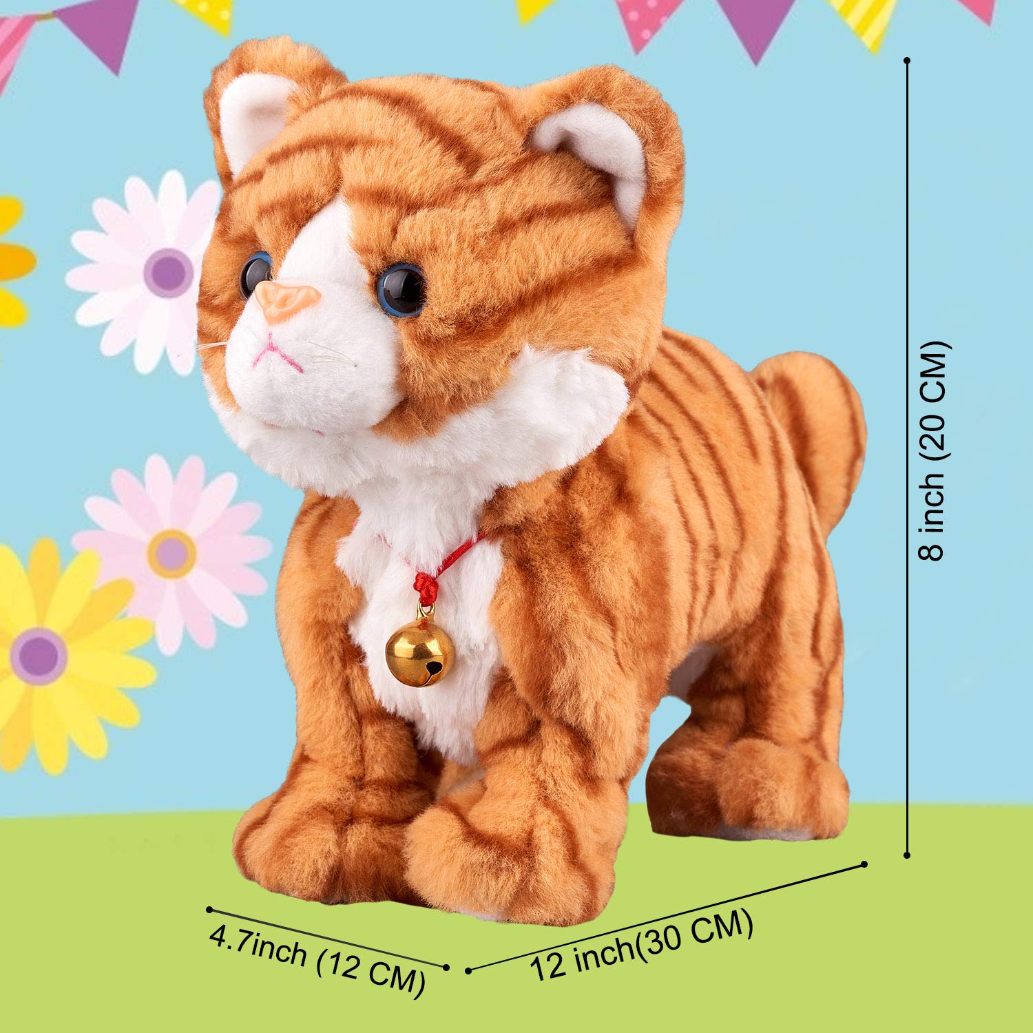 Marsjoy Pattern Yellow Plush Cat touch-control view highlights responsive play for babies