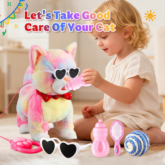 Marsjoy Rainbow Walking Cat Toy dress-up accessories boost imaginative play.