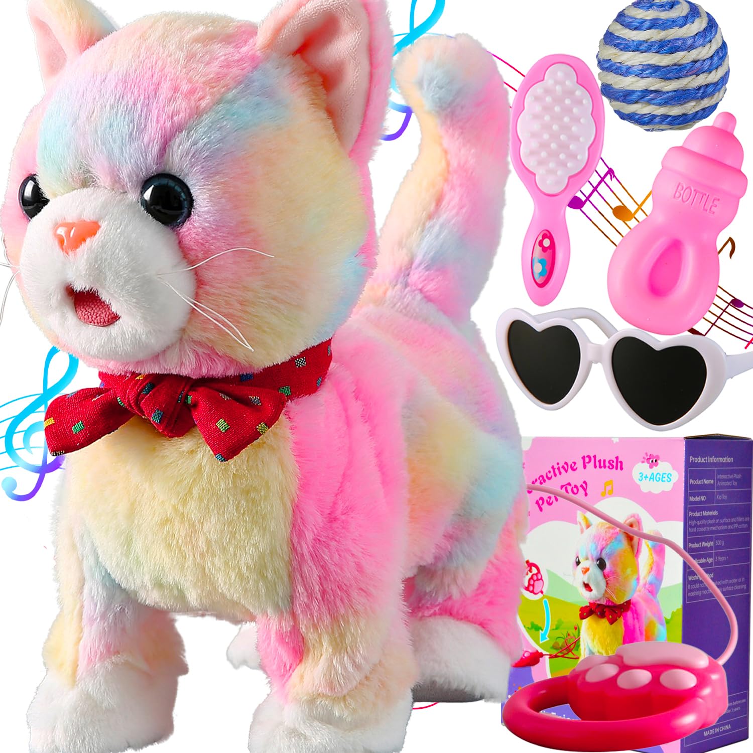 Marsjoy Rainbow Walking Cat Toy front view for lively interactive play.