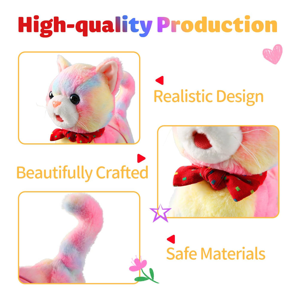 Marsjoy Rainbow Walking Cat Toy packaging includes tiger hat and bottle.
