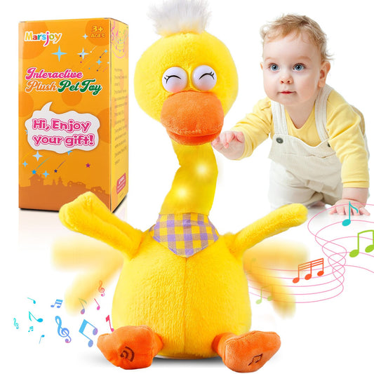 Marsjoy Talking Duck front view, ideal for early speech practice and cuddly play.