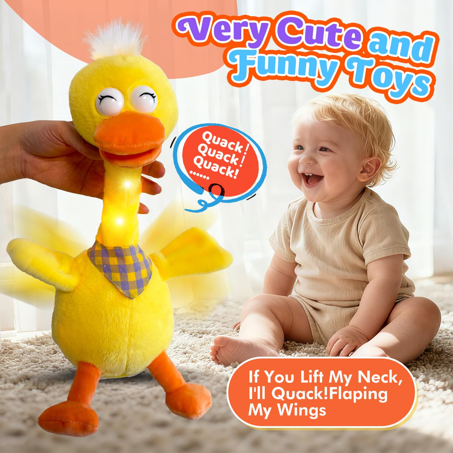 Marsjoy Talking Duck neck twist and wing movement adds expressive fun.
