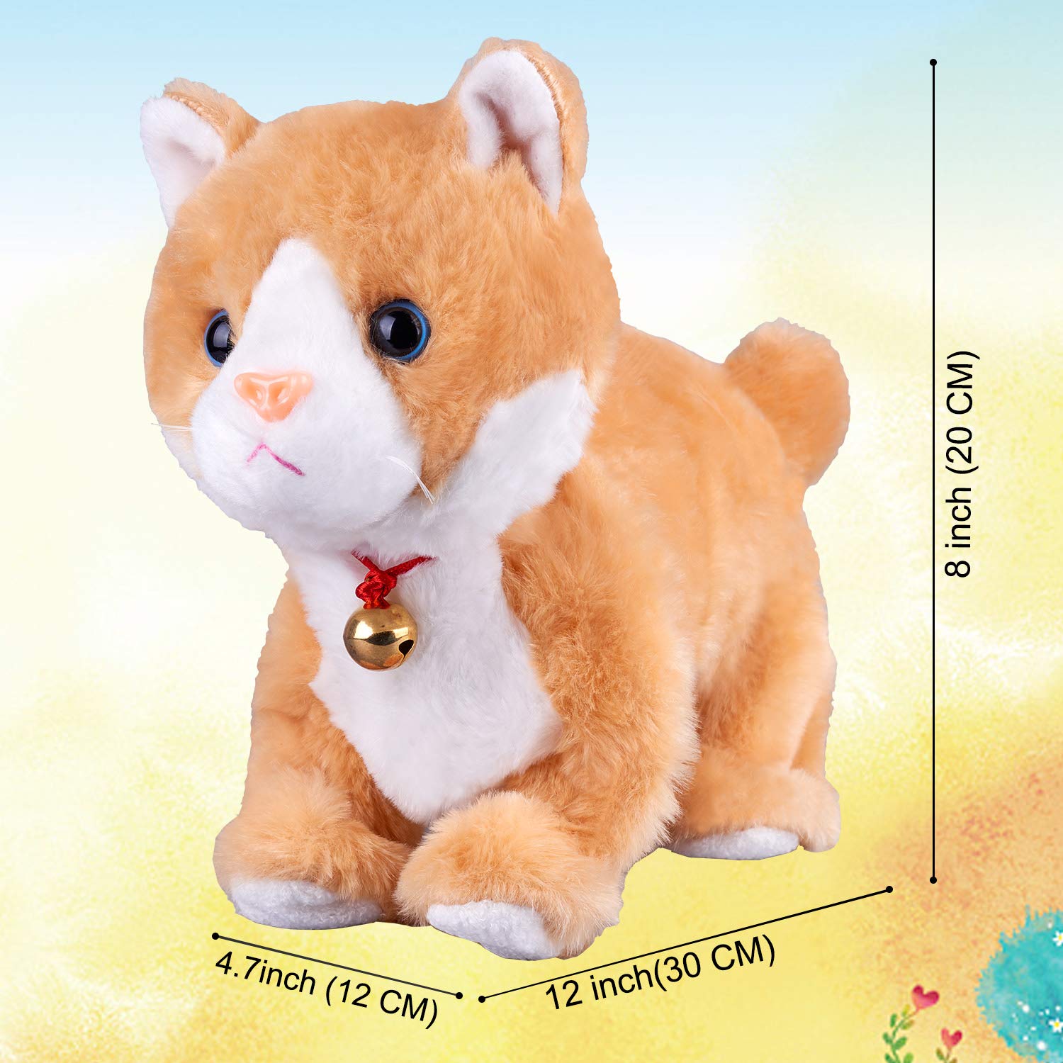 Marsjoy Yellow Robot Cat baby playtime, promotes tactile interaction and attention.