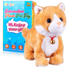 Marsjoy Yellow Robot Cat front view, an interactive plush for imaginative play.