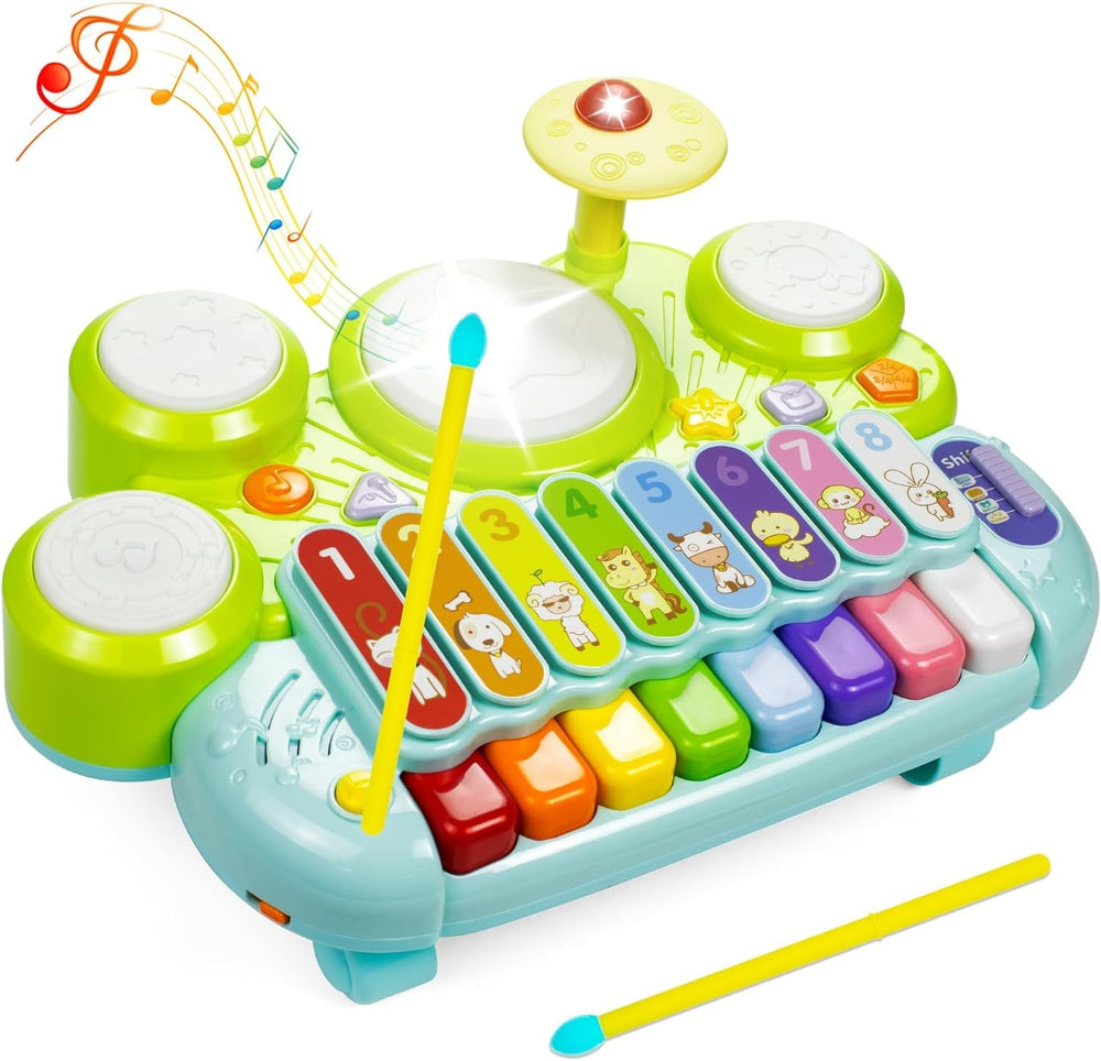 Marstone 3-in-1 toy showing colorful piano keys and drums for color learning