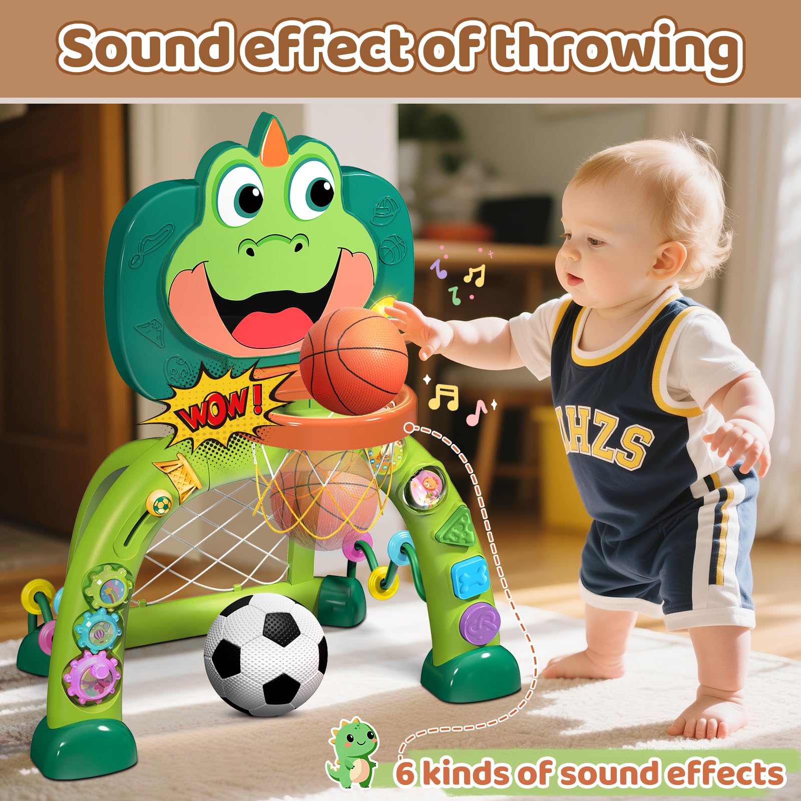 Marstone six-sides activity center with rattle, slider, and gears for fine motor skills.