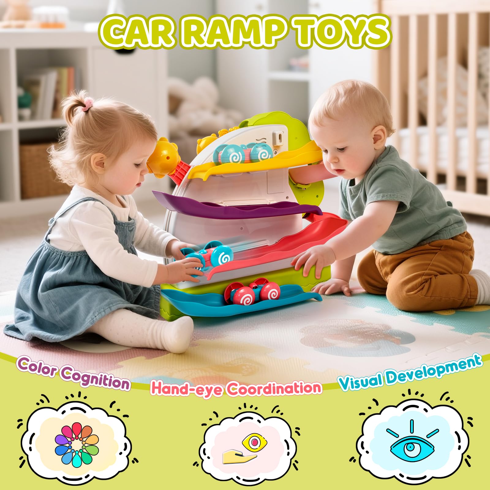 Marstone car race track – supports fine motor skills as cars race down