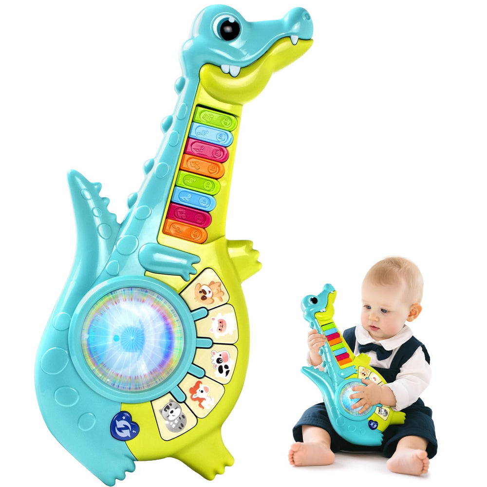Marstone crocodile guitar toy with colorful lights supports early music play and motor exploration.