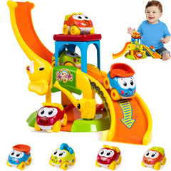 Marstone elephant slide with four cars promotes fine motor skills and independent play