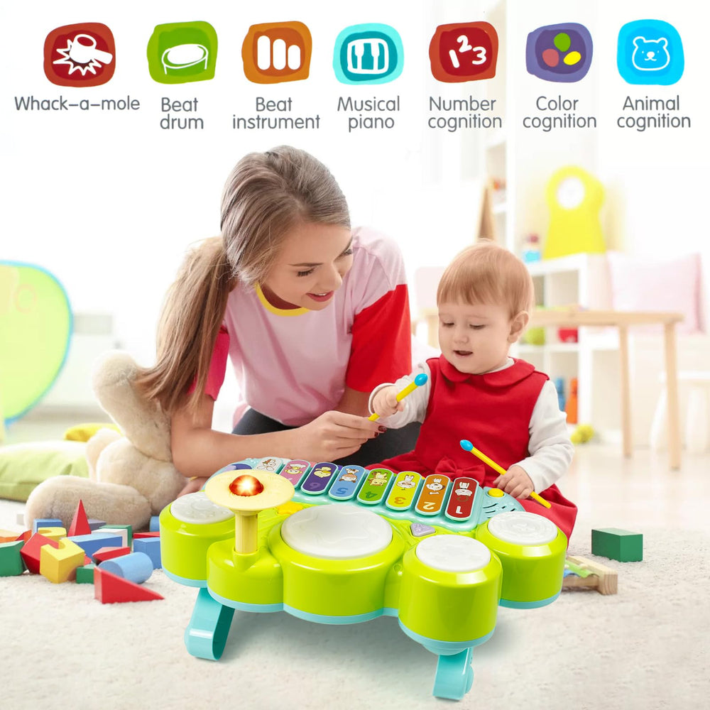 Marstone piano drum set in action promotes early music exploration