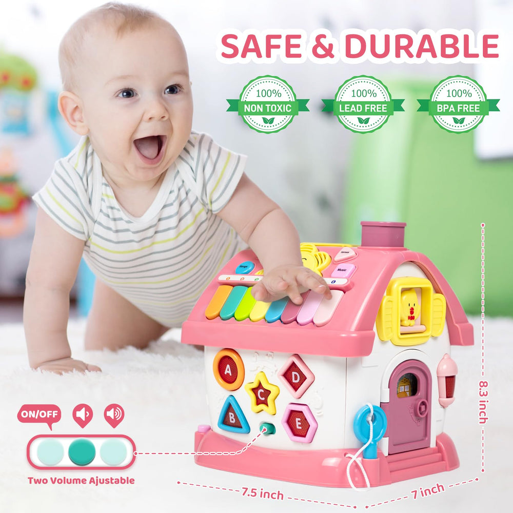 Marstone 8-in-1 Learning House keyboard area invites music exploration and fine motor practice.